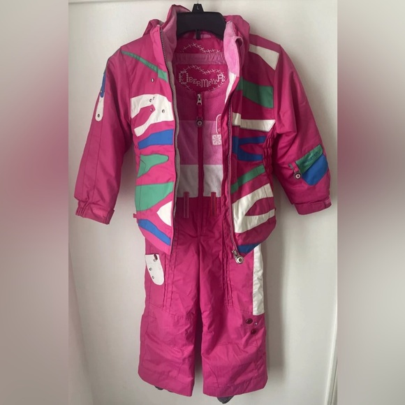 Girls Obermeyer Pink Jacket Snowsuit Hood Sz 5 Winter Ski Snowboard - Picture 4 of 15